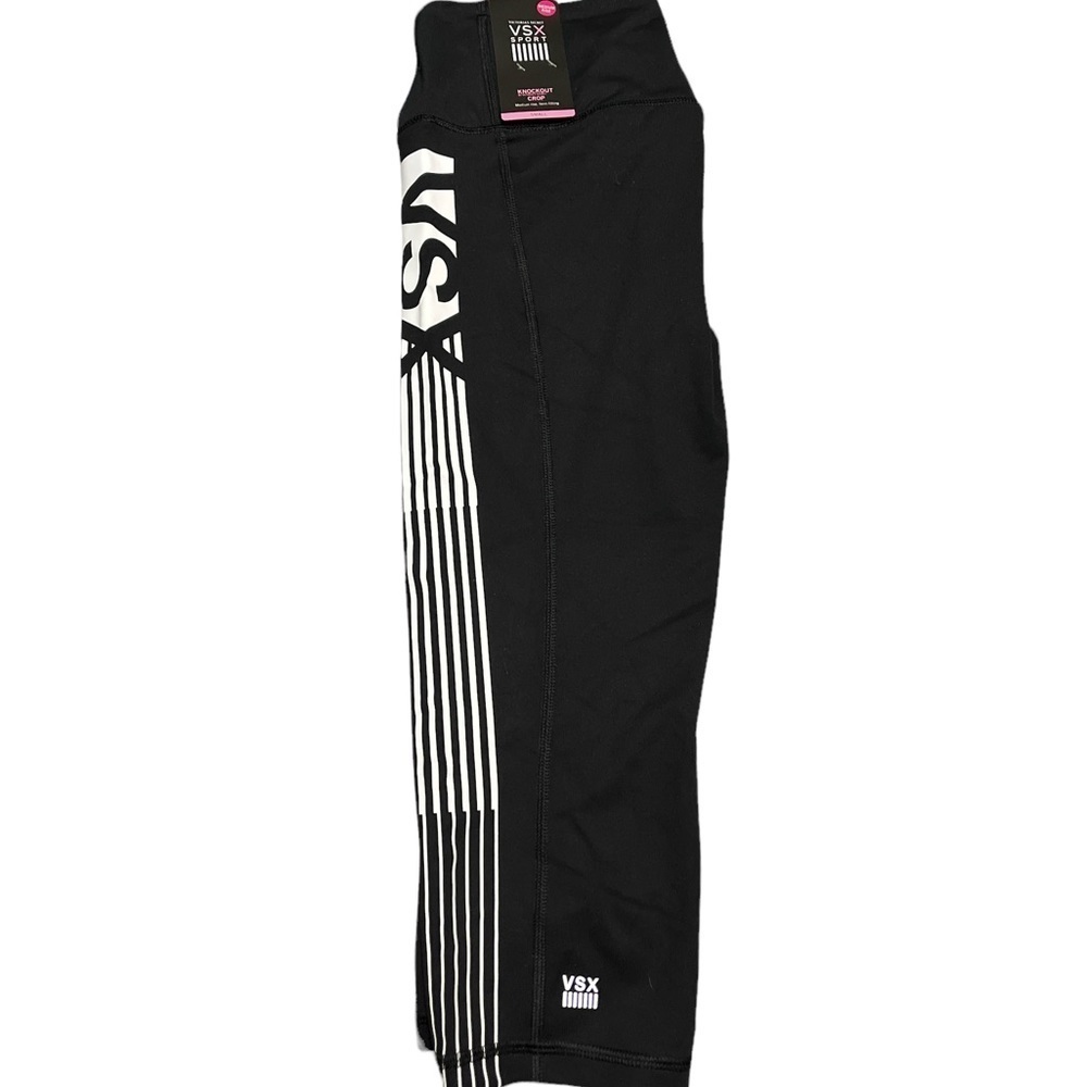 Victoria’s Secret sport black knockout crop pants, medium rise, small, new